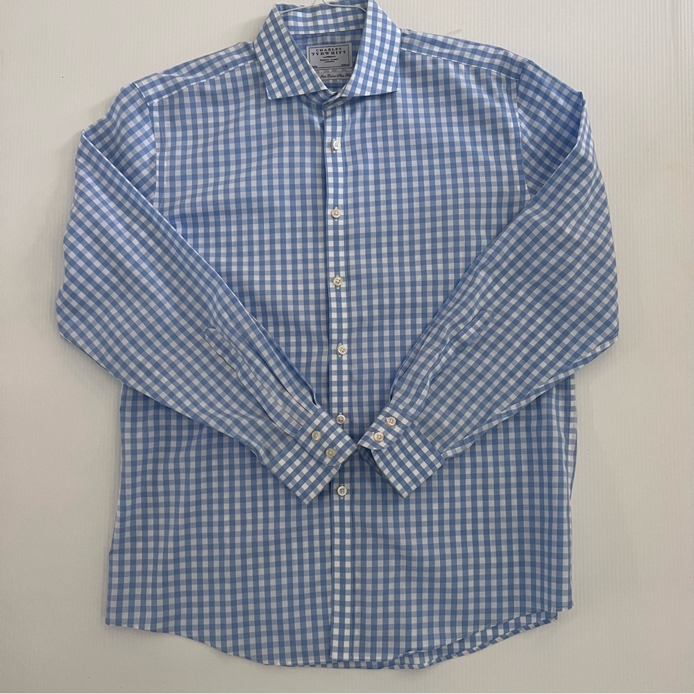 Charles Tyrwitt blue and white checkered shirt